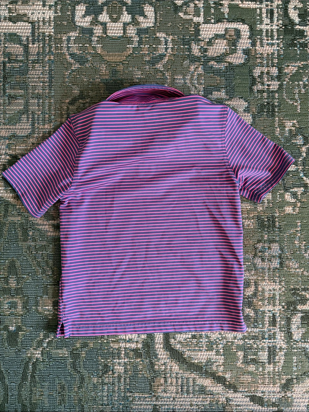 Vineyard Vines Navy & Pink Striped Performance Polo for Kids - Picture 2 of 2